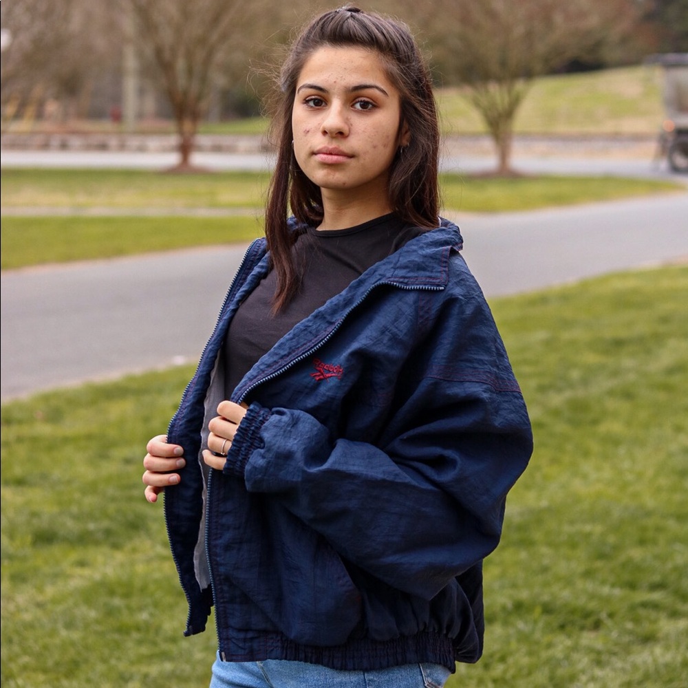 Blue reebok windbreaker